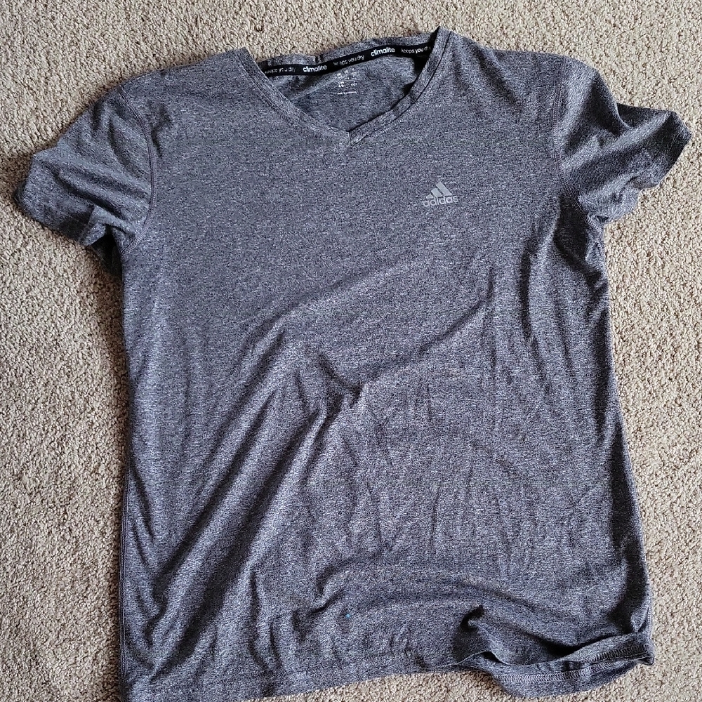 Adidas Heather Gray V-Neck Tee